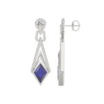 18K WHITE GOLD 5CT ROUND/ONYX DIAMOND LADIES EARRINGS(COLOR STONE ONYX DIAMOND 4 1/2CT) - Image 3