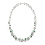 18K WHITE GOLD 6 1/3CT ROUND/EMERALD/PEAR/MARQUISE DIAMOND LADIES NECKLACE(COLOR STONE GREEN EMERALD ROUND DIAMOND 3/8CT / PEAR DIAMOND 1/2CT / MARQUI - Image 2