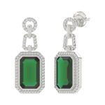 18K WHITE GOLD 7 1/2CT ROUND/EMERALD/ONYX DIAMOND LADIES EARRINGS(COLOR STONE EMERALD DIAMOND 7 CT) - Image 2