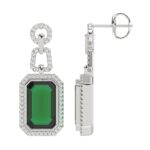 18K WHITE GOLD 7 1/2CT ROUND/EMERALD/ONYX DIAMOND LADIES EARRINGS(COLOR STONE EMERALD DIAMOND 7 CT) - Image 3