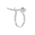 18K WHITE GOLD 7/8CT ROUND/EMERALD DIAMOND LADIES RING(COLOR STONE EMERALD DIAMOND 1/8CT) - Image 2