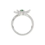18K WHITE GOLD 7/8CT ROUND/EMERALD DIAMOND LADIES RING(COLOR STONE EMERALD DIAMOND 1/8CT) - Image 3