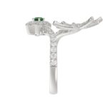 18K WHITE GOLD 7/8CT ROUND/EMERALD DIAMOND LADIES RING(COLOR STONE EMERALD DIAMOND 1/8CT) - Image 4