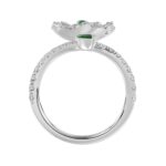 18K WHITE GOLD 7/8CT ROUND/MARQUISE DIAMOND LADIES RING(COLOR STONE GREEN EMERALD ROUND DIAMOND 1/20CT/MARQUISE DIAMOND 1/3CT) - Image 4