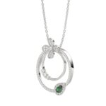 18K WHITE GOLD 7/8CT ROUND/PEAR DIAMOND LADIES PENDANT WITH CHAIN(COLOR STONE PEAR GREEN EMERALD DIAMOND 1/5CT) - Image 3
