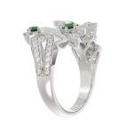 18K WHITE GOLD 7/8CT ROUND/PEAR DIAMOND LADIES RING(COLOR STONE GREEN EMERALD PEAR DIAMOND 1/4CT/ROUND DIAMOND 1/8CT) - Image 2