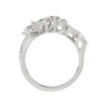 18K WHITE GOLD 7/8CT ROUND/PEAR DIAMOND LADIES RING(COLOR STONE GREEN EMERALD PEAR DIAMOND 1/4CT/ROUND DIAMOND 1/8CT) - Image 3