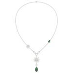 18K WHITE GOLD 7CT ROUND/PEAR/EMERALD DIAMOND LADIES NECKLACE(COLOR STONE ONYX/PEAR DIAMOND 4 1/2CT/EMERALD DIAMOND 2CT)