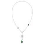 18K WHITE GOLD 7CT ROUND/PEAR/EMERALD DIAMOND LADIES NECKLACE(COLOR STONE ONYX/PEAR DIAMOND 4 1/2CT/EMERALD DIAMOND 2CT) - Image 2