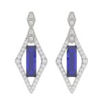 18K WHITE GOLD 8 1/2CT ROUND/ONYX DIAMOND LADIES EARRINGS(COLOR STONE ONYX DIAMOND 8CT)