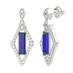 18K WHITE GOLD 8 1/2CT ROUND/ONYX DIAMOND LADIES EARRINGS(COLOR STONE ONYX DIAMOND 8CT) - Image 2