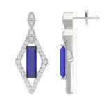 18K WHITE GOLD 8 1/2CT ROUND/ONYX DIAMOND LADIES EARRINGS(COLOR STONE ONYX DIAMOND 8CT) - Image 3