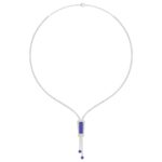 18K WHITE GOLD 9CT ROUND/ONYX DIAMOND LADIES NECKLACE(COLOR STONE ONYX DIAMOND 4 5/8CT)