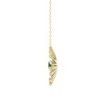 18K YELLOW GOLD 1 1/2CT ROUND/BAGUETTE DIAMOND LADIES NECKLACE(COLOR STONE EMERALD/ROUND DIAMOND 7/8CT) - Image 3