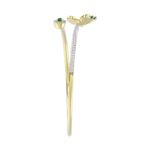 18K YELLOW GOLD 1 1/2CT ROUND/PEAR DIAMOND LADIES BANGLE(COLOR STONE PEAR GREEN EMERALD DIAMOND 2 1/2CT) - Image 4