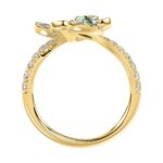 18K YELLOW GOLD 1 1/6CT ROUND/PEAR DIAMOND LADIES RING(COLOR STONE PEAR GREEN EMERALD DIAMOND 1/3CT) - Image 3