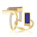 18K YELLOW GOLD 1 7/8CT ROUND/ONYX DIAMOND LADIES RING(COLOR STONE BLUE ONYX DIAMOND 1 5/8CT)