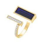18K YELLOW GOLD 1 7/8CT ROUND/ONYX DIAMOND LADIES RING(COLOR STONE BLUE ONYX DIAMOND 1 5/8CT) - Image 5