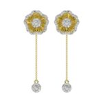 18K YELLOW GOLD 1/2CT ROUND DIAMOND LADIES EARRINGS