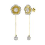 18K YELLOW GOLD 1/2CT ROUND DIAMOND LADIES EARRINGS - Image 2