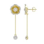 18K YELLOW GOLD 1/2CT ROUND DIAMOND LADIES EARRINGS - Image 3