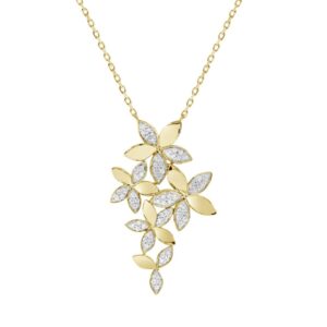 18K YELLOW GOLD 1/2CT ROUND DIAMOND LADIES PENDANT WITH CHAIN