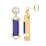 18K YELLOW GOLD 10CT ROUND/RECTANGLE ONYX DIAMOND LADIES EARRINGS - Image 3