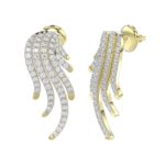 18K YELLOW GOLD 3/4CT ROUND DIAMOND LADIES EARRINGS - Image 3