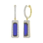 18K YELLOW GOLD 3/4CT ROUND/ONYX DIAMOND LADIES EARRINGS(COLOR STONE ONYX DIAMOND 9CT) - Image 2