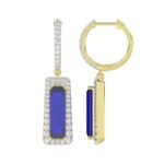 18K YELLOW GOLD 3/4CT ROUND/ONYX DIAMOND LADIES EARRINGS(COLOR STONE ONYX DIAMOND 9CT) - Image 3