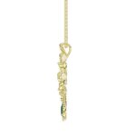 18K YELLOW GOLD 3/4CT ROUND/PEAR DIAMOND LADIES NECKLACE(COLOR STONE PEAR GREEN EMERALD DIAMOND 1/4CT) - Image 3