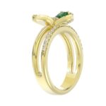 18K YELLOW GOLD 3/4CT ROUND/PEAR DIAMOND LADIES RING(COLOR STONE PEAR GREEN EMERALD DIAMOND 1/4CT) - Image 2