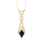 18K YELLOW GOLD 3CT ROUND/ONYX DIAMOND LADIES NECKLACE(COLOR STONE ONYX DIAMOND 2 3/4CT)