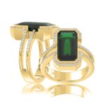 18K YELLOW GOLD 4 1/4CT ROUND/EMERALD DIAMOND LADIES RING(COLOR STONE EMERALD DIAMOND 4 CT)