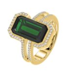 18K YELLOW GOLD 4 1/4CT ROUND/EMERALD DIAMOND LADIES RING(COLOR STONE EMERALD DIAMOND 4 CT) - Image 6