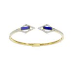 18K YELLOW GOLD 4 3/4CT ROUND/ONYX DIAMOND LADIES BANGLE(COLOR STONE ONYX DIAMOND 4CT)