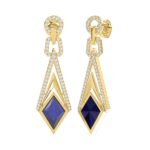18K YELLOW GOLD 5CT ROUND/ONYX DIAMOND LADIES EARRINGS(COLOR STONE ONYX DIAMOND 4 1/2CT) - Image 2