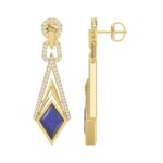 18K YELLOW GOLD 5CT ROUND/ONYX DIAMOND LADIES EARRINGS(COLOR STONE ONYX DIAMOND 4 1/2CT) - Image 3