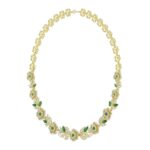 18K YELLOW GOLD 6 1/3CT ROUND/EMERALD/PEAR/MARQUISE DIAMOND LADIES NECKLACE(COLOR STONE GREEN EMERALD ROUND DIAMOND 3/8CT / PEAR DIAMOND 1/2CT / MARQU - Image 2