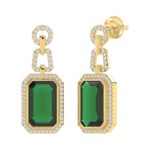 18K YELLOW GOLD 7 1/2CT ROUND/EMERALD/ONYX DIAMOND LADIES EARRINGS(COLOR STONE EMERALD DIAMOND 7 CT) - Image 2