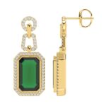 18K YELLOW GOLD 7 1/2CT ROUND/EMERALD/ONYX DIAMOND LADIES EARRINGS(COLOR STONE EMERALD DIAMOND 7 CT) - Image 3