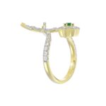 18K YELLOW GOLD 7/8CT ROUND/EMERALD DIAMOND LADIES RING(COLOR STONE EMERALD DIAMOND 1/8CT) - Image 2