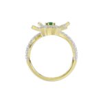 18K YELLOW GOLD 7/8CT ROUND/EMERALD DIAMOND LADIES RING(COLOR STONE EMERALD DIAMOND 1/8CT) - Image 3