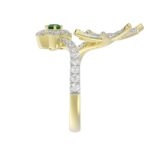 18K YELLOW GOLD 7/8CT ROUND/EMERALD DIAMOND LADIES RING(COLOR STONE EMERALD DIAMOND 1/8CT) - Image 4