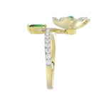 18K YELLOW GOLD 7/8CT ROUND/MARQUISE DIAMOND LADIES RING(COLOR STONE GREEN EMERALD ROUND DIAMOND 1/20CT/MARQUISE DIAMOND 1/3CT) - Image 5