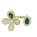 18K YELLOW GOLD 7/8CT ROUND/PEAR DIAMOND LADIES RING - Image 2