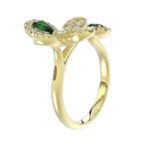 18K YELLOW GOLD 7/8CT ROUND/PEAR DIAMOND LADIES RING - Image 3