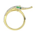 18K YELLOW GOLD 7/8CT ROUND/PEAR DIAMOND LADIES RING(COLOR STONE EMERALD/PEAR DIAMOND 1/2CT) - Image 3