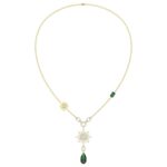 18K YELLOW GOLD 7CT ROUND/PEAR/EMERALD DIAMOND LADIES NECKLACE(COLOR STONE ONYX/PEAR DIAMOND 4 1/2CT/EMERALD DIAMOND 2CT)