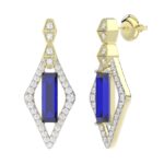 18K YELLOW GOLD 8 1/2CT ROUND/ONYX DIAMOND LADIES EARRINGS(COLOR STONE ONYX DIAMOND 8CT) - Image 2